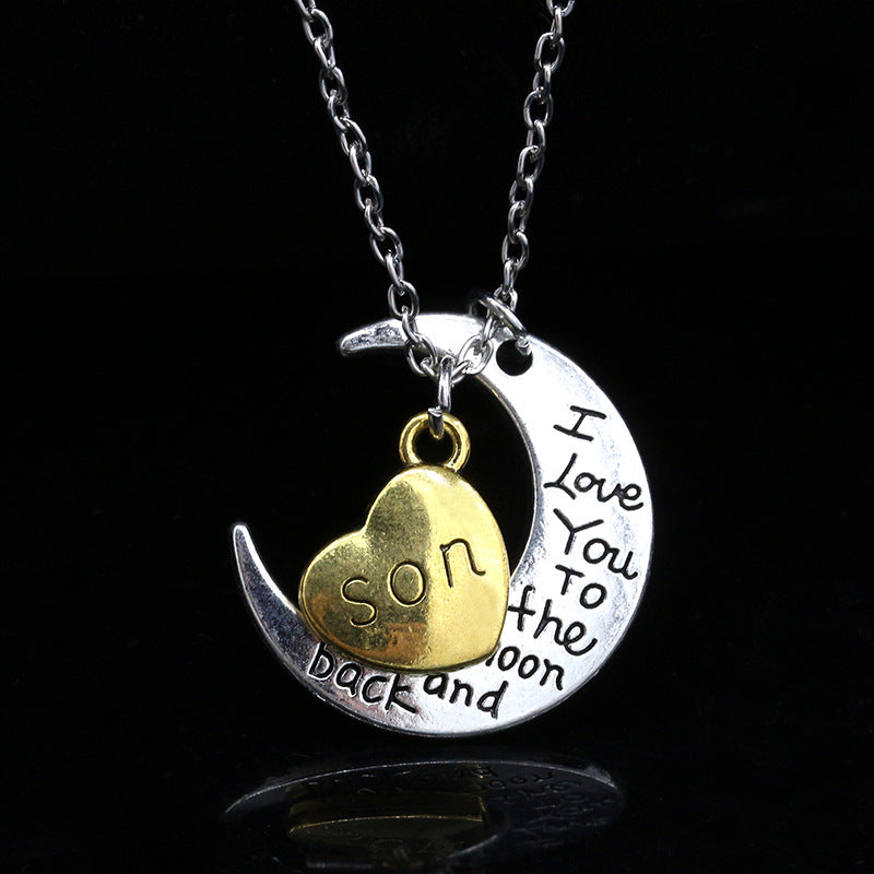 Wholesale New Mother's Day Trend Moon Love Letters Family Necklace